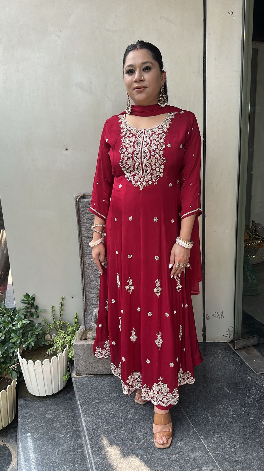 Gulaboo Red Karwa Handwork  Designer Anarkali suit