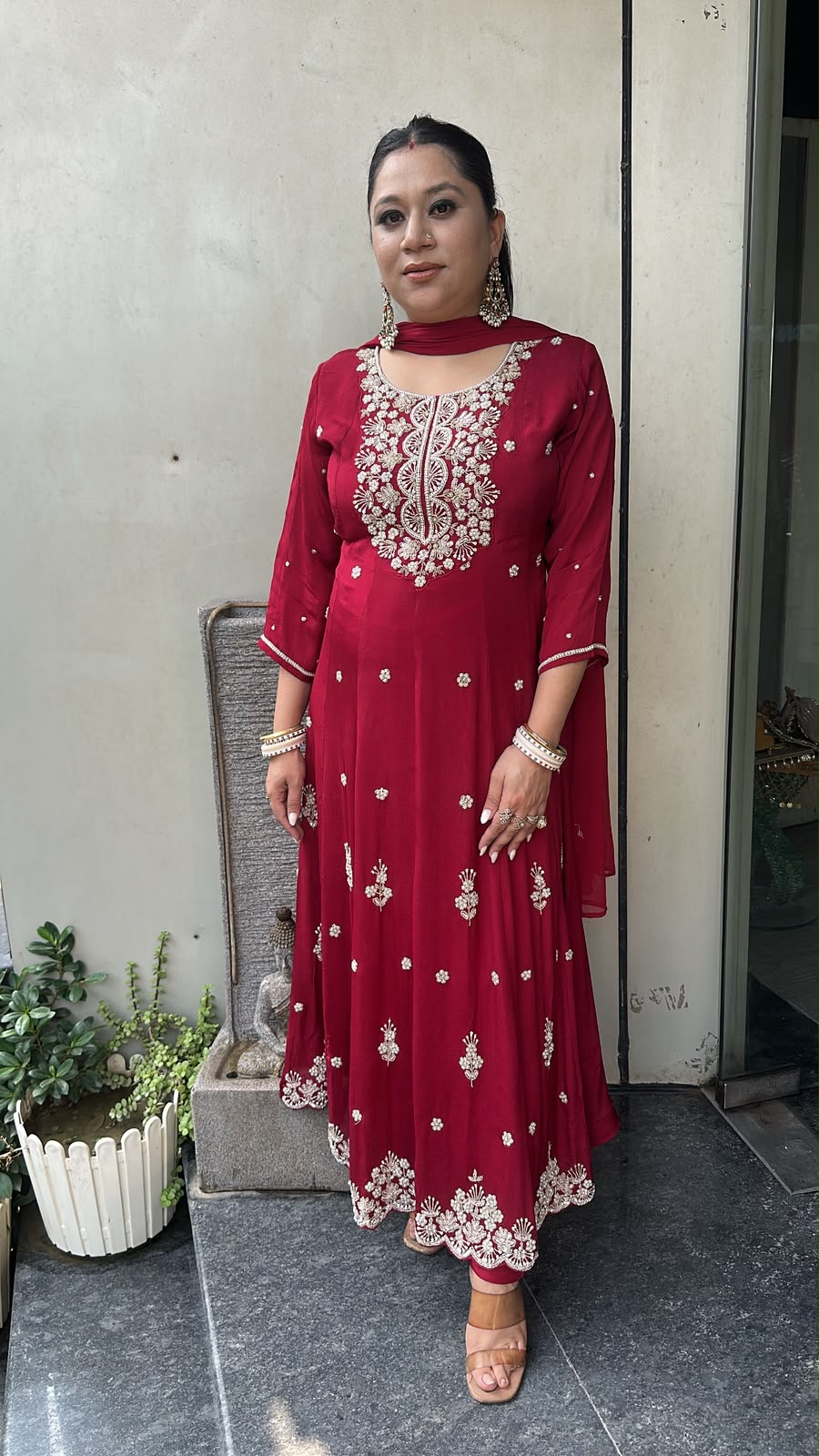 Gulaboo Red Karwa Handwork  Designer Anarkali suit