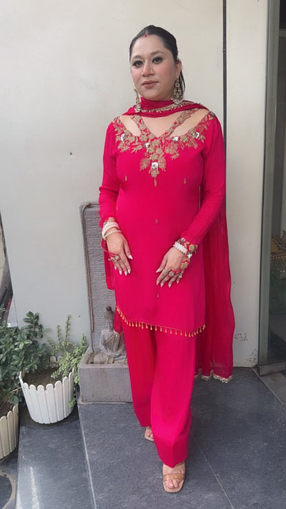 Dilruba pink Handwork Finger Designer Farshi Suit
