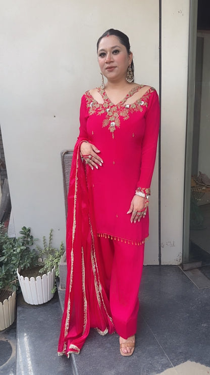 Dilruba pink Handwork Finger Designer Farshi Suit