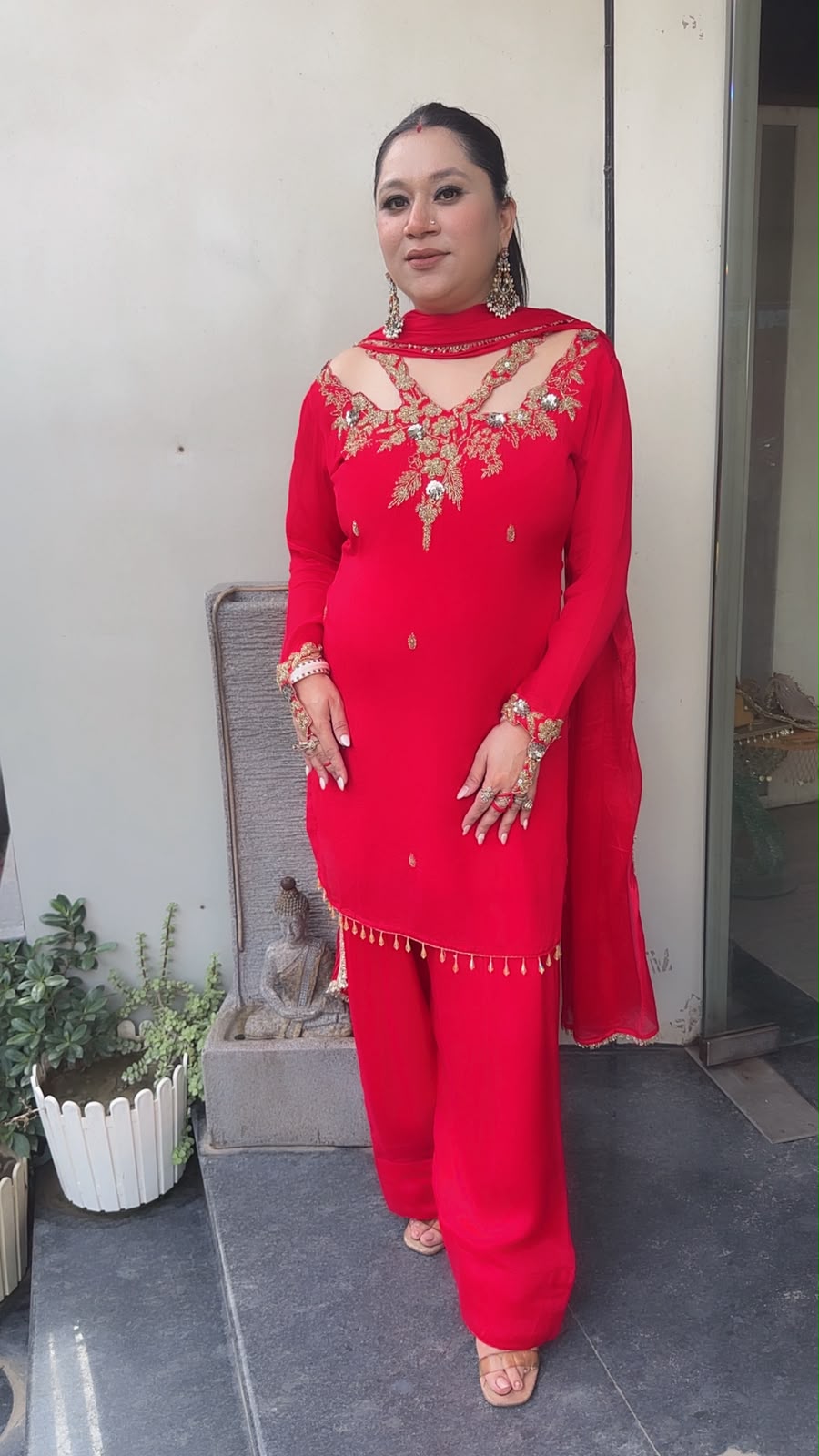 Dilruba Red Handwork Finger Designer Farshi Suit