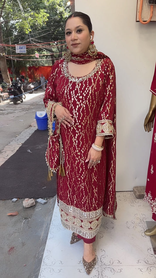 Amritsariya Karwa with potli Designer Suit