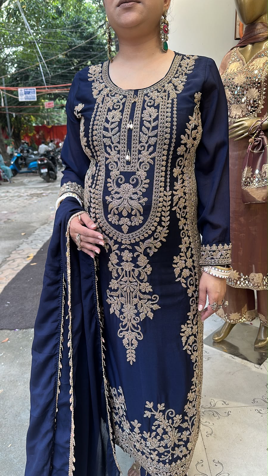 Dongre Navy Blue Hand work Designer Suit