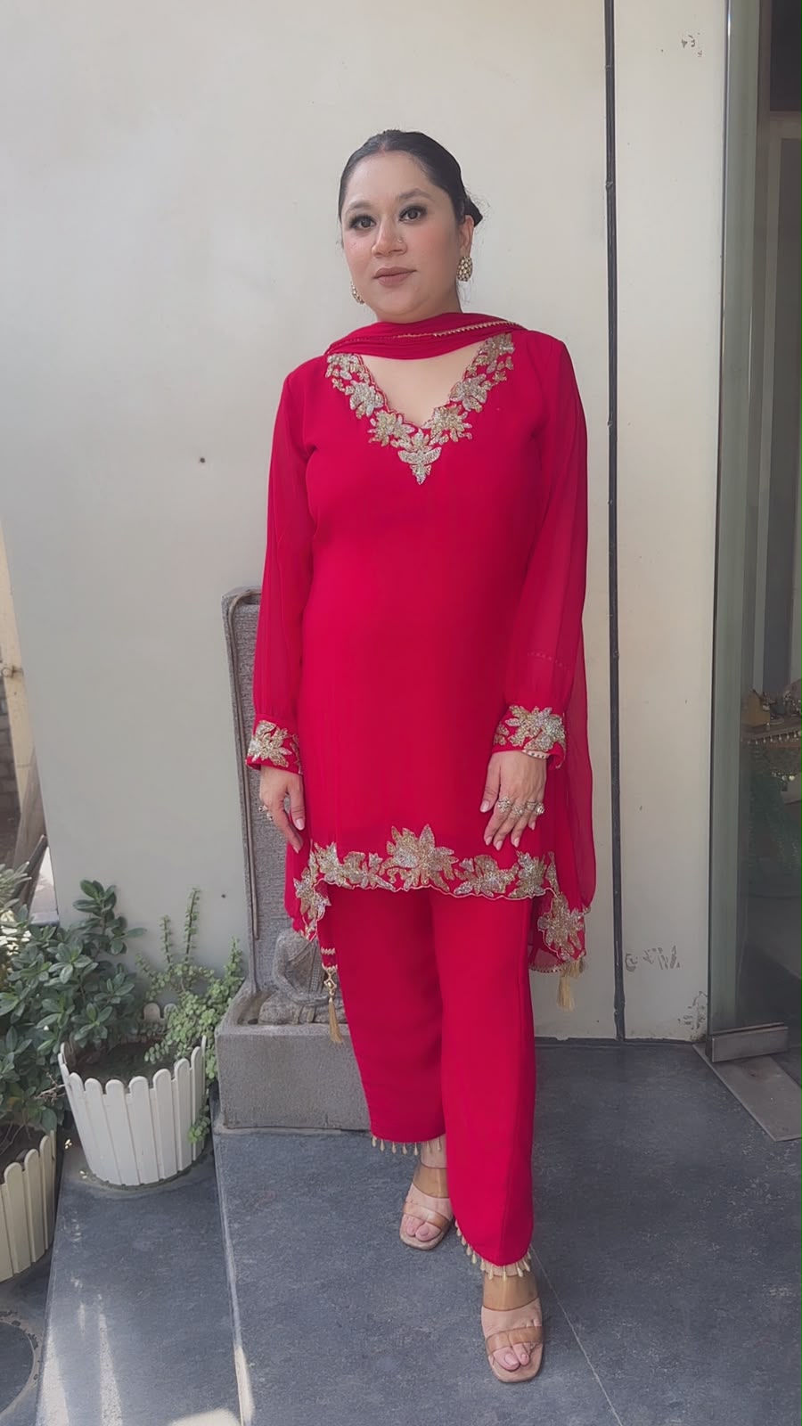 Navya Red katana Designer Suit