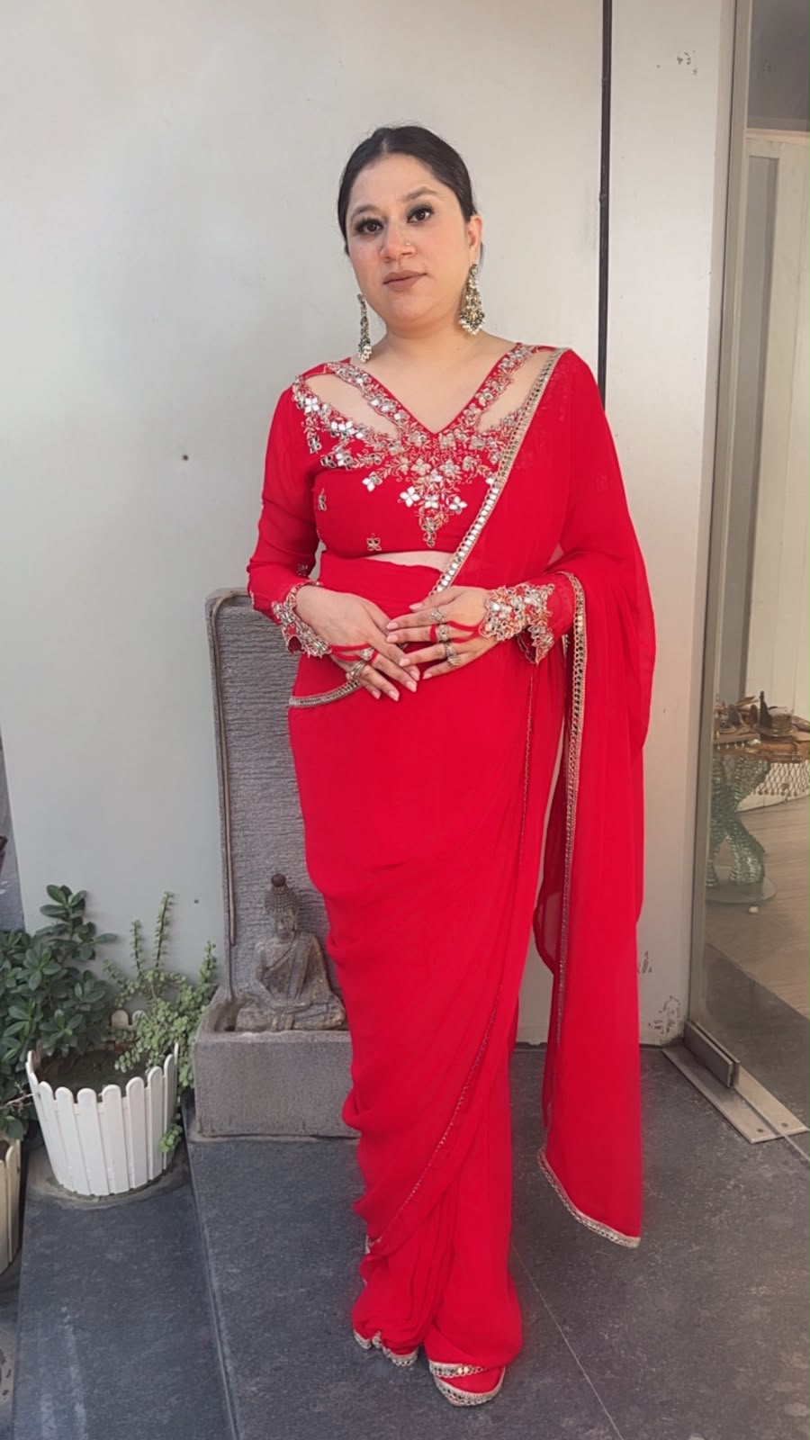 Raanjhanaa Red Handwork Designer Saree