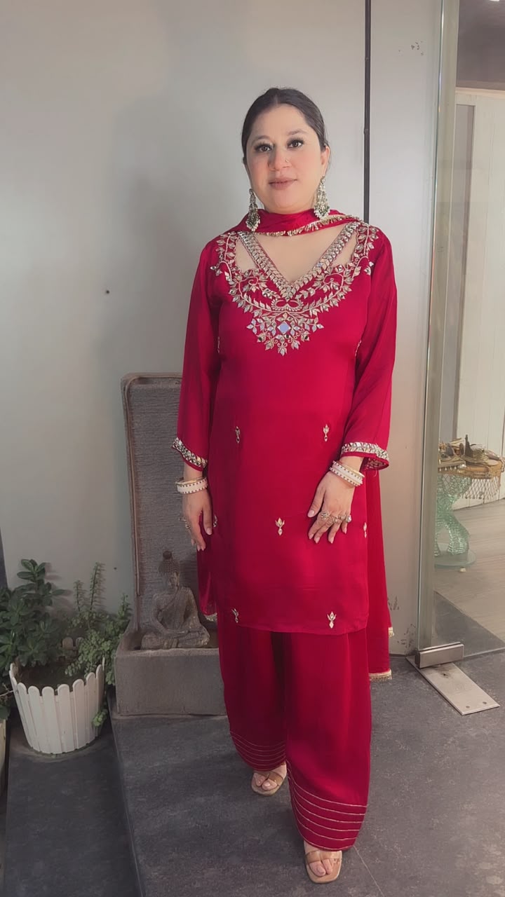 Zeevar Mahroon katana Designer Suit