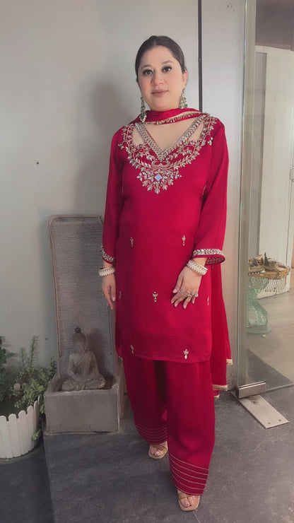 Zeevar Mahroon katana Designer Suit