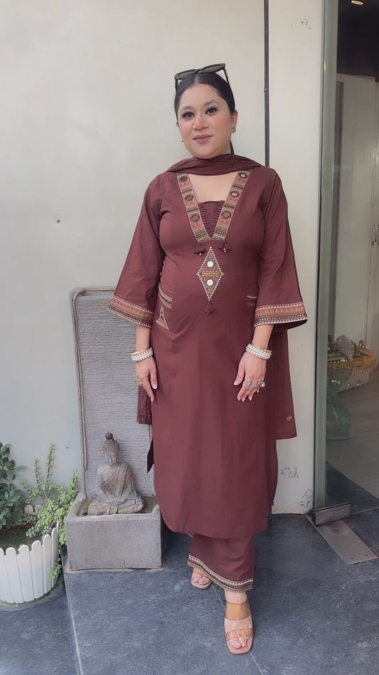 Jaipuri Brown  pocket Design Designer Suit