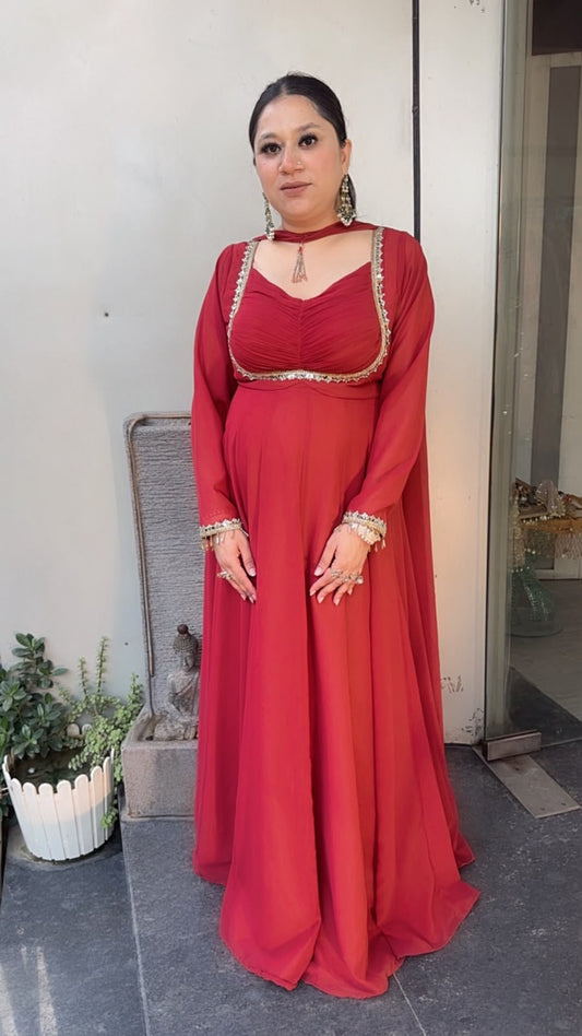 Shanaya Rust Mirror Anarkali