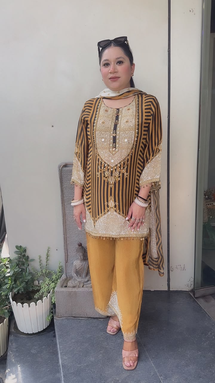 Sheeba Yellow Digital Plazoo Designer Suit