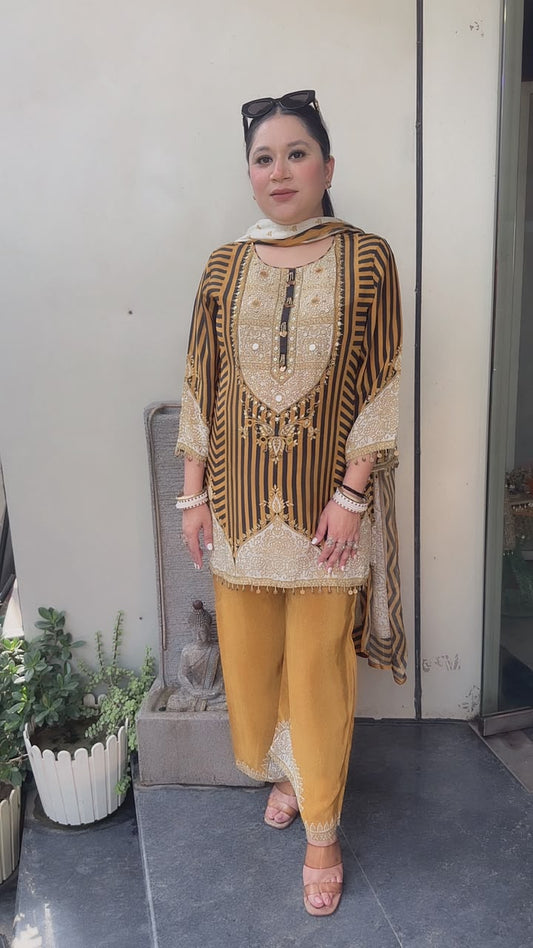 Sheeba Yellow Digital Plazoo Designer Suit