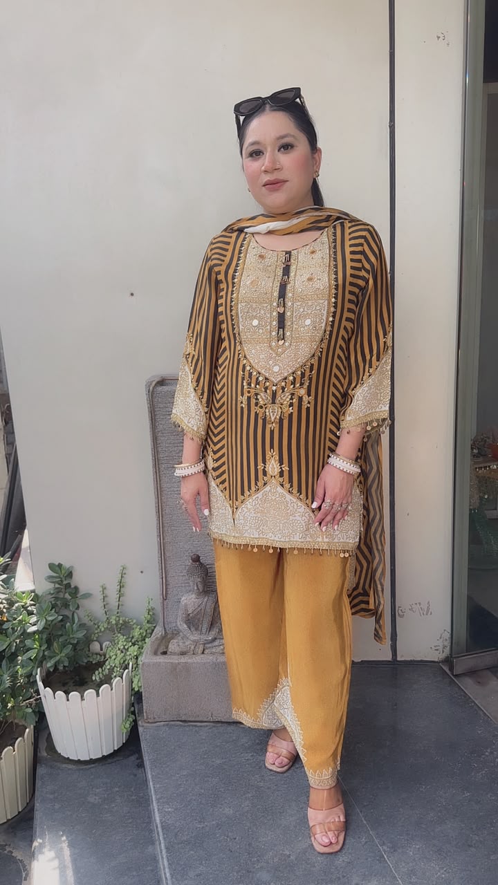 Sheeba Yellow Digital Plazoo Designer Suit
