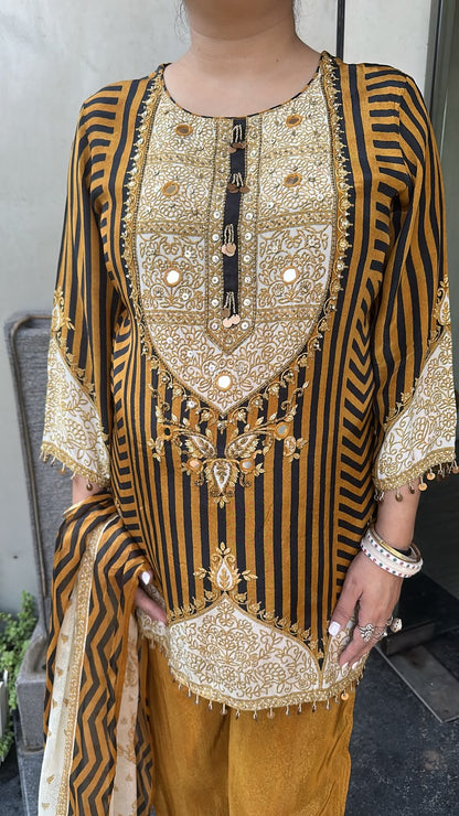 Sheeba Yellow Digital Plazoo Designer Suit