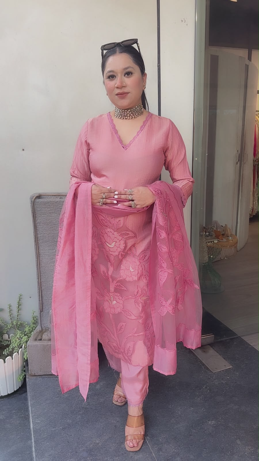 Banawat pink Applique work Suit