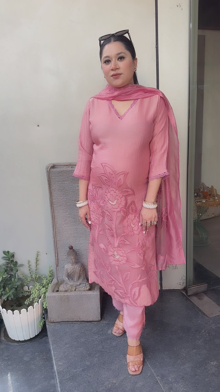 Banawat pink Applique work Suit