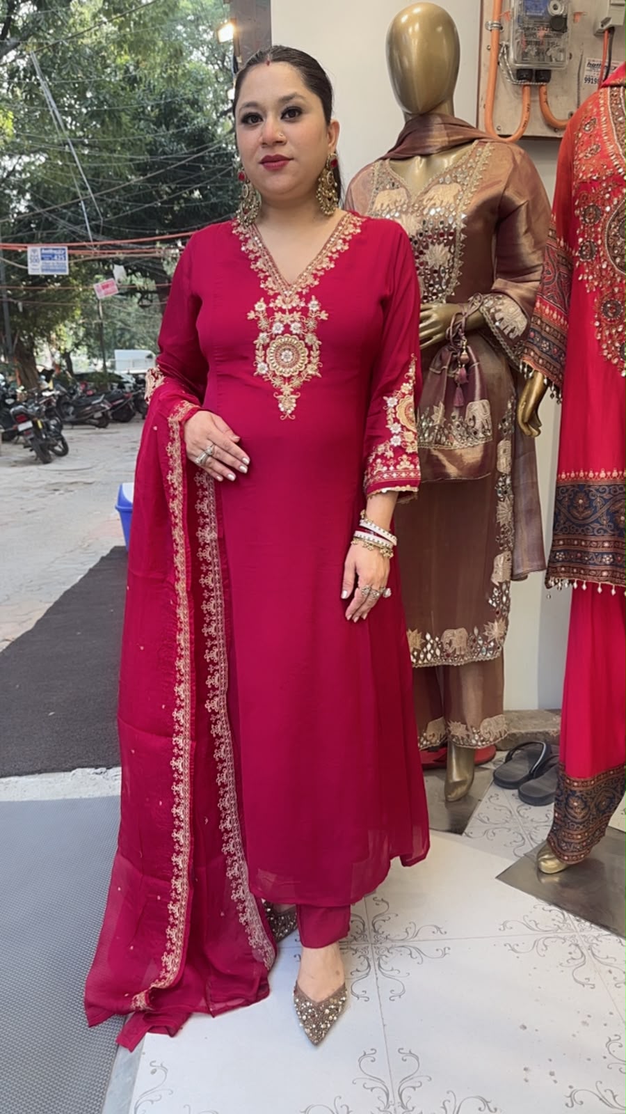 Zardozi Mahroon A-Line Designer Suit