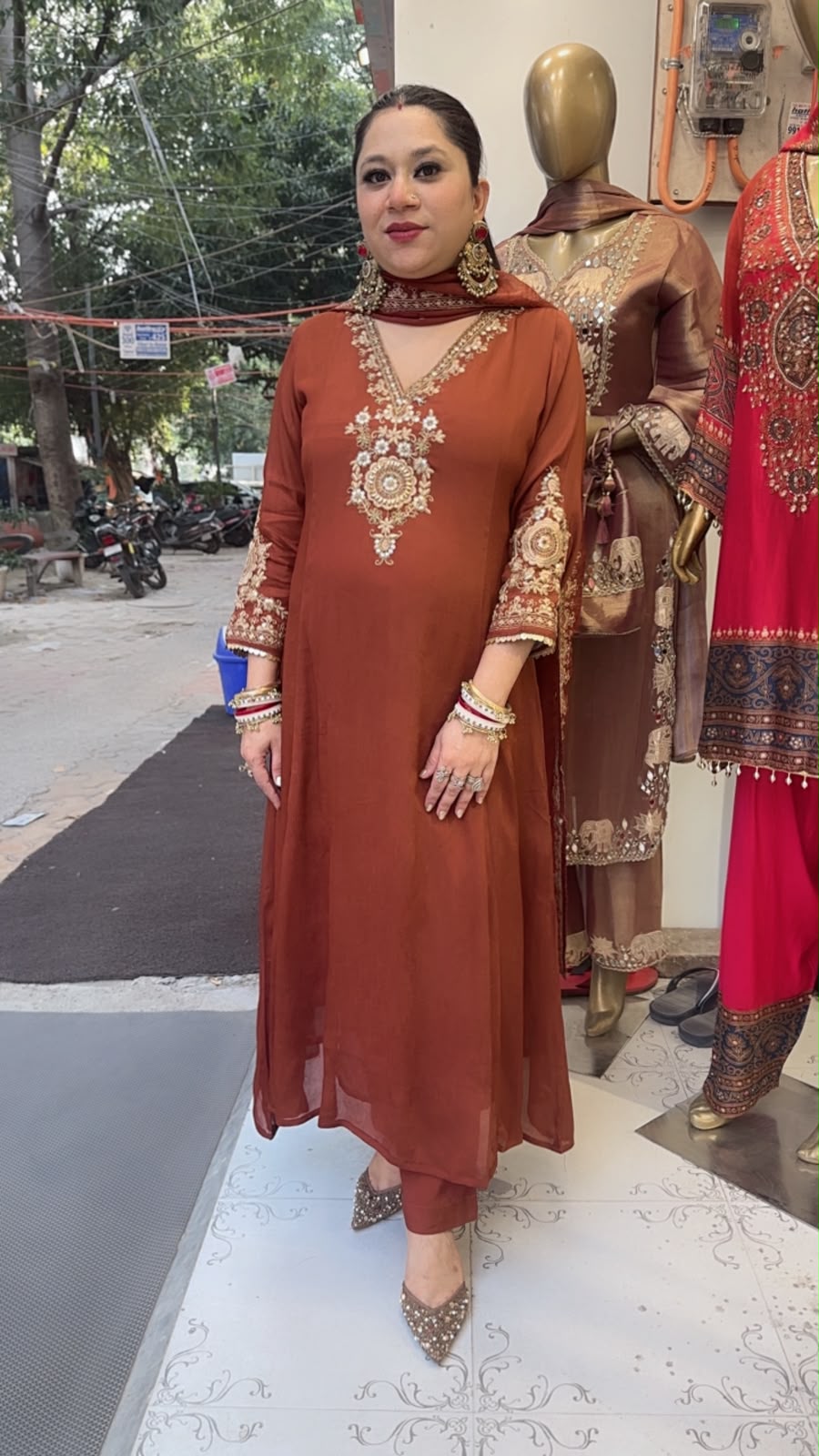 Zardozi Brown A-Line Designer Suit