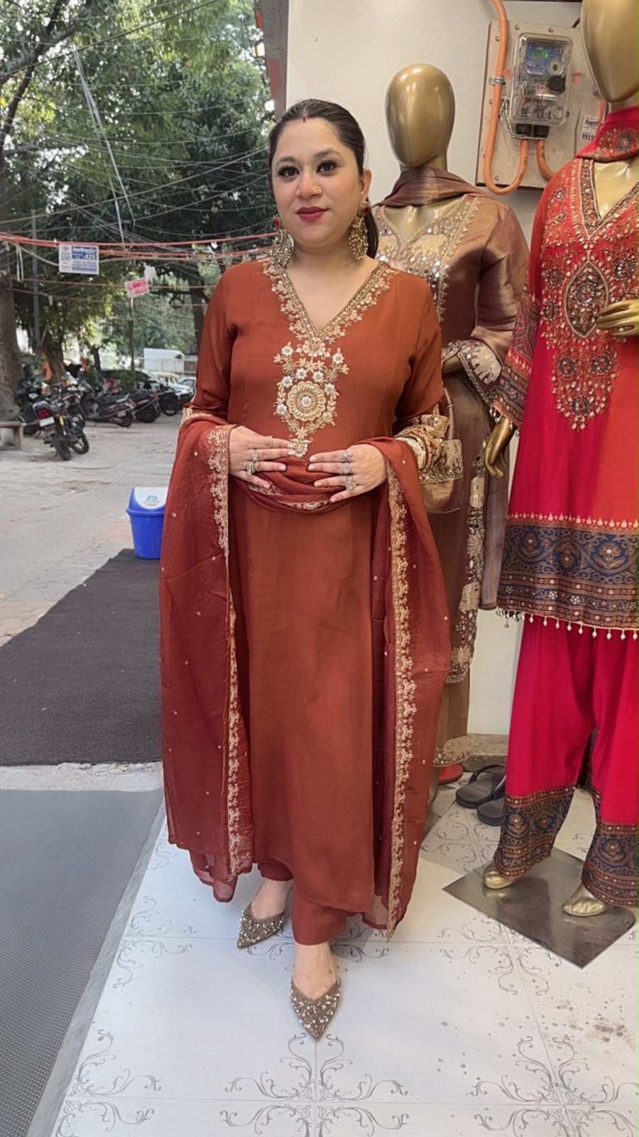 Zardozi Brown A-Line Designer Suit