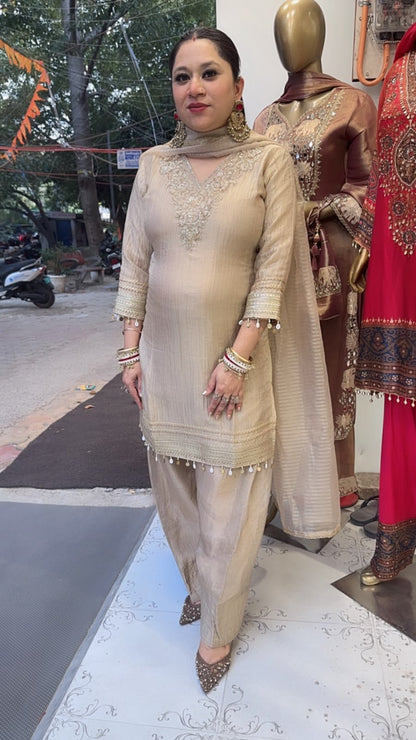 Niloofa Golden Farshi Salwar Designer Suit