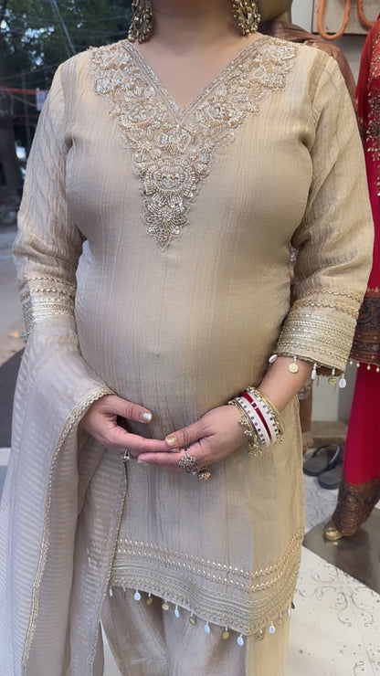 Niloofa Golden Farshi Salwar Designer Suit