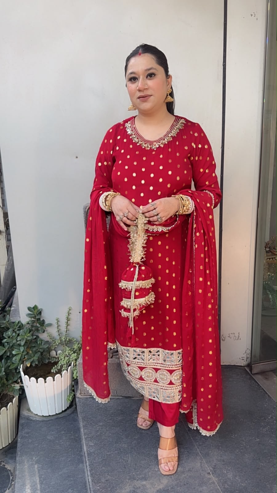 Chandigarh Karwa with potli Designer Suit
