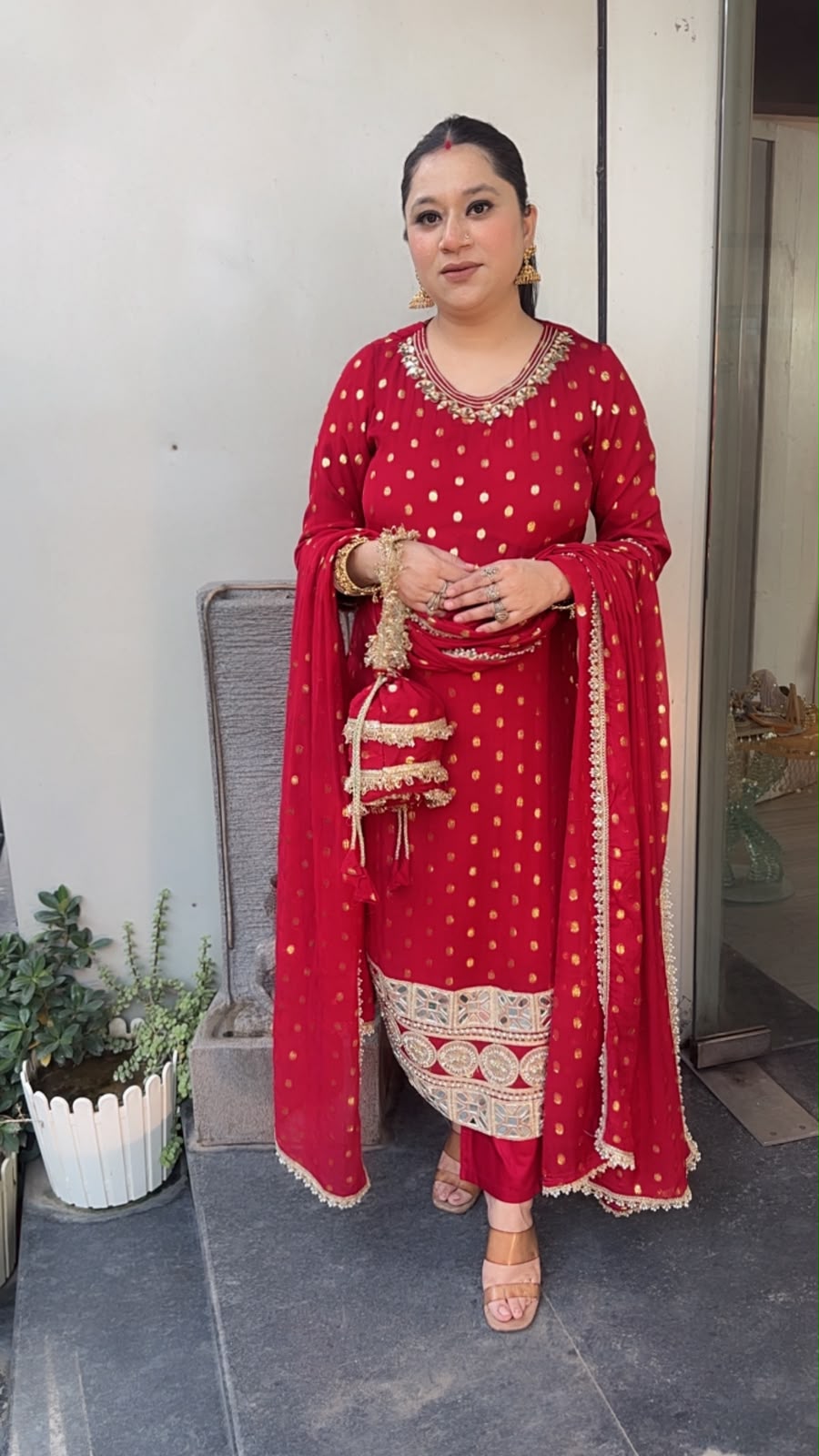 Chandigarh Karwa with potli Designer Suit