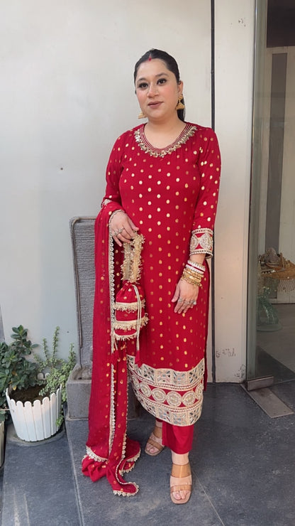 Chandigarh Karwa with potli Designer Suit