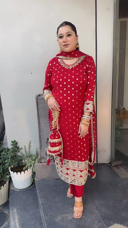 Chandigarh Karwa with potli Designer Suit