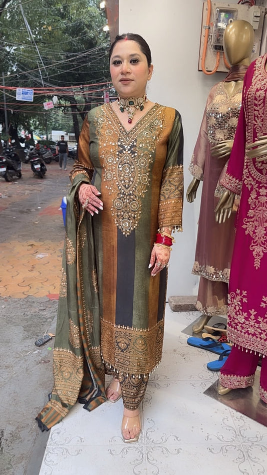 Nihari 2.0 Karwa Digital Handwork  Designer Suit